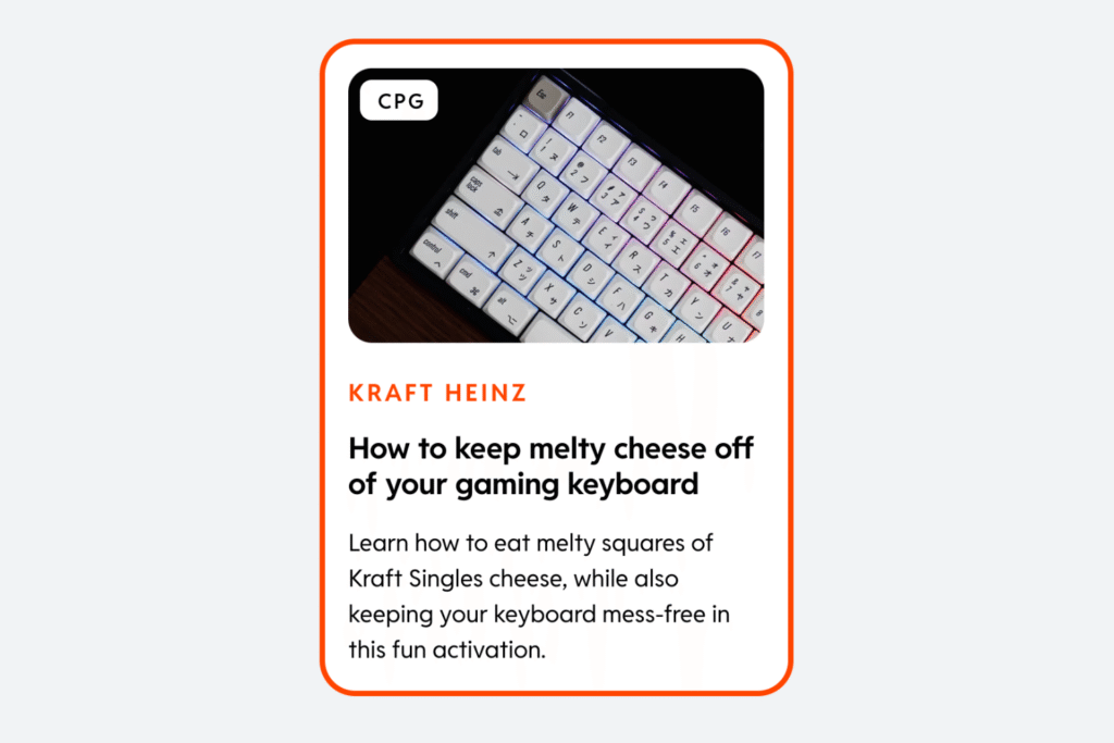 A feature image screenshot of the Kraft Heinz singles Reddit free-form ad campaign