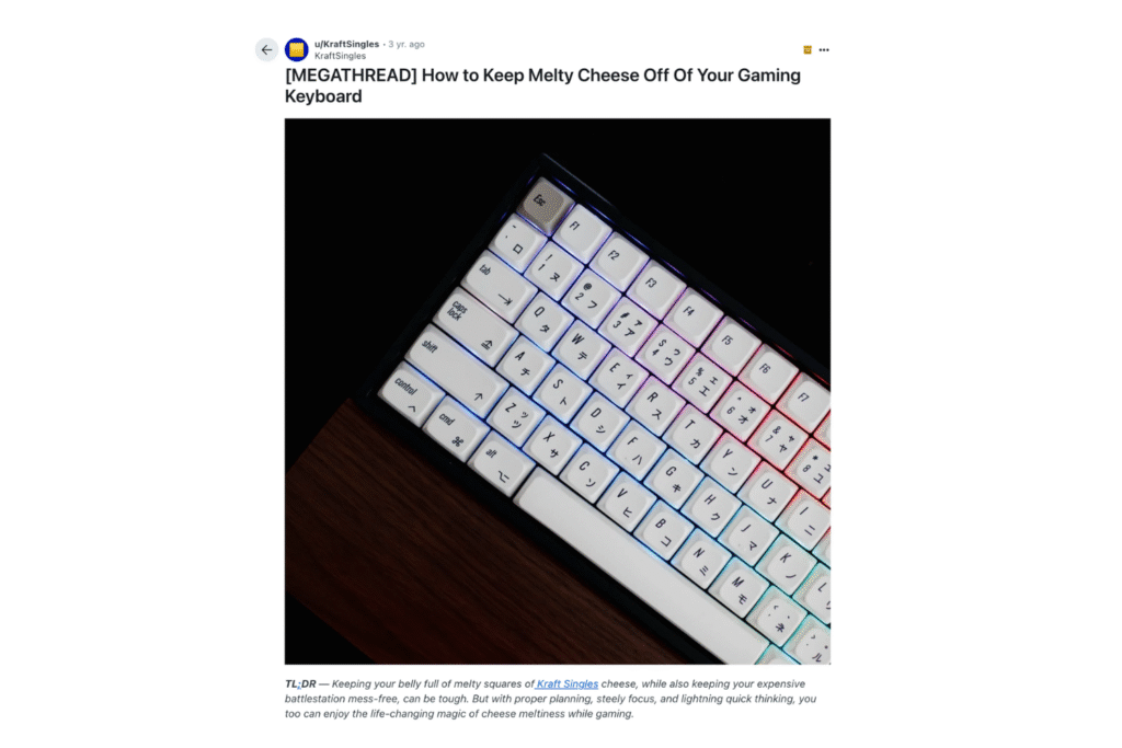 A screenshot of the Kraft Heinz singles Reddit free-form ad megathread and TL;DR section
